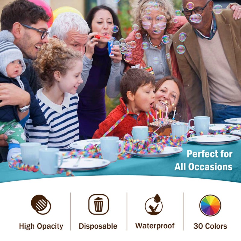 Party Solids Pack Of 12 Premium Plastic Tablecloth 54 Inch x 108 Inch Rectangle Table Cover - Turquoise - Image 5